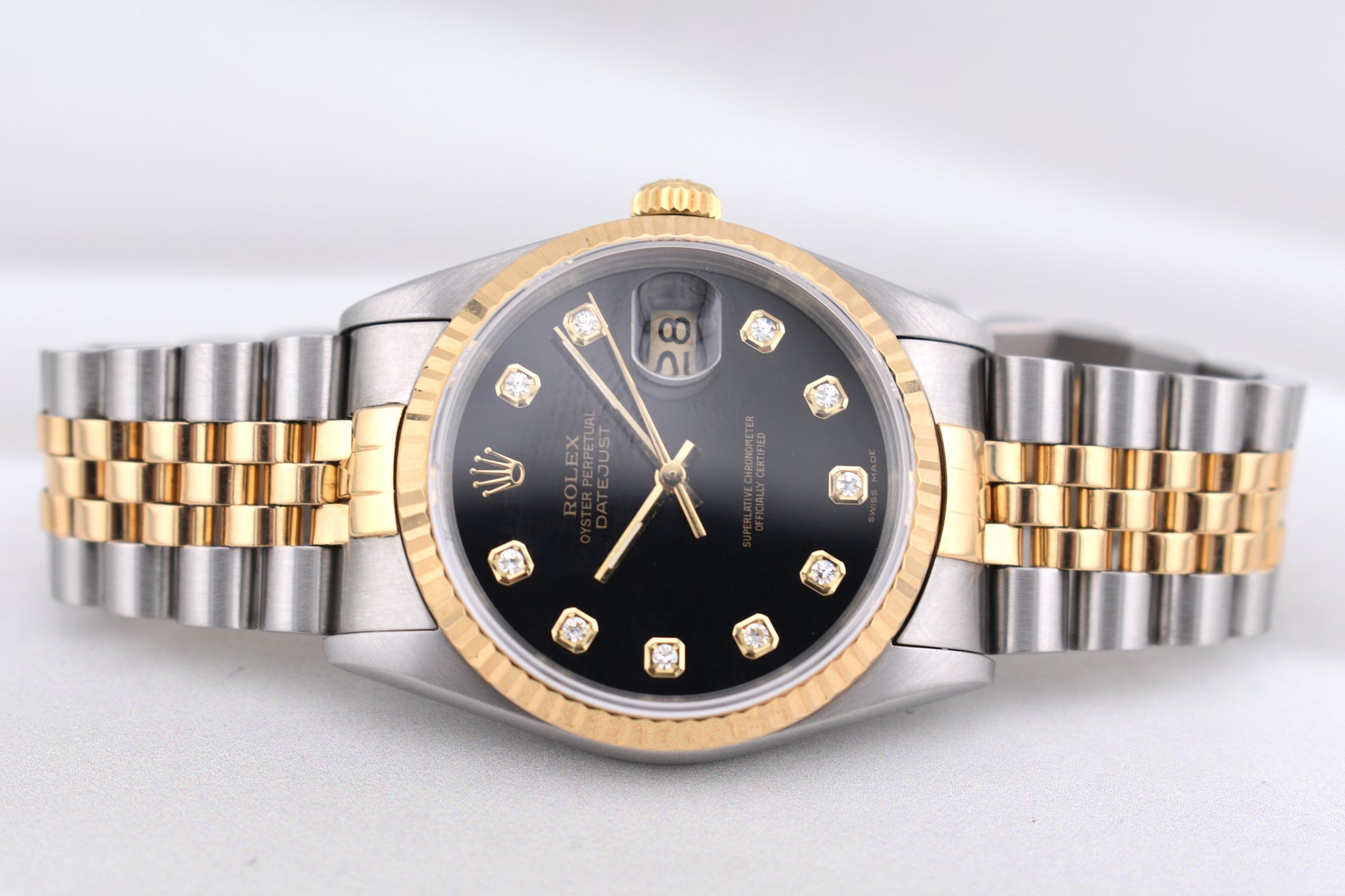 Rolex Datejust 36 Two Tone Black Diamond Dial 16233