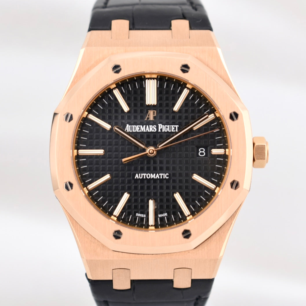Audemars Piguet Royal Oak Selfwinding Black Dial Rose Gold 15400OR 2016
