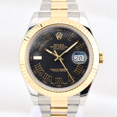 Rolex Datejust II Black Wimbledon Dial Two Tone Yellow Gold 116333 2014