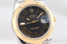 Rolex Datejust II Black Wimbledon Dial Two Tone Yellow Gold 116333 2014