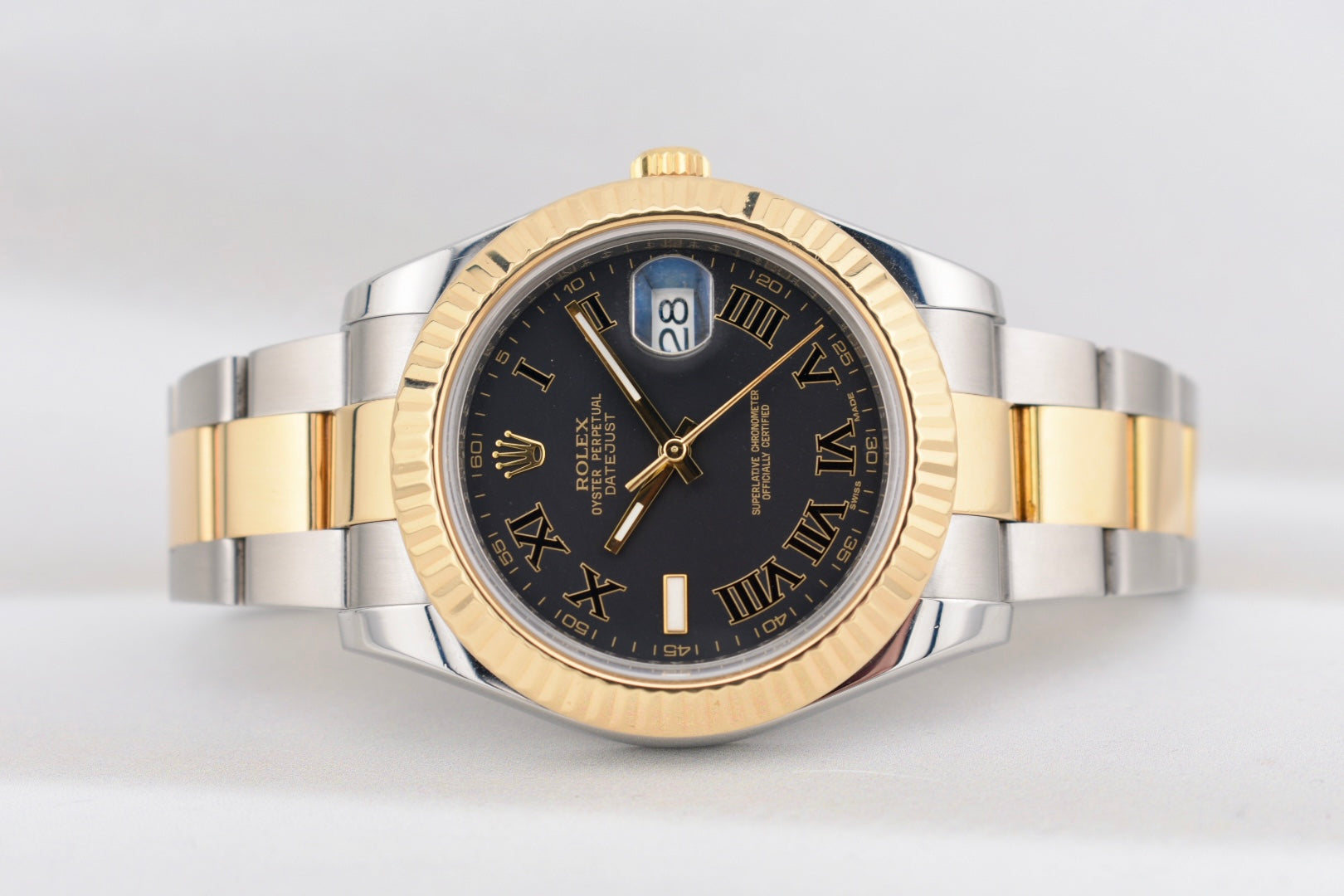 Rolex Datejust II Black Wimbledon Dial Two Tone Yellow Gold 116333 2014