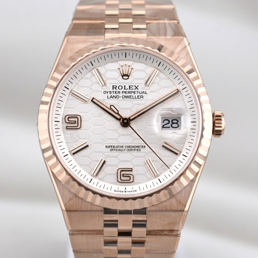 Rolex Land Dweller 40 Rose Gold White Honeycomb Dial 127335 2026