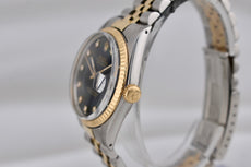 Rolex Datejust 36 Black Diamond Dial Two Tone Yellow Gold 16013 1982