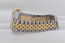 Rolex Datejust 36 Black Diamond Dial Two Tone Yellow Gold 16013 1982