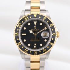 Rolex GMT Master II Two Tone Yellow Gold Black Dial 16713 2000