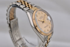 Rolex Datejust 36 Champagne Diamond Dial Two Tone Yellow Gold 16013 1986