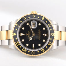 Rolex GMT Master II Two Tone Yellow Gold Black Dial 16713 2000