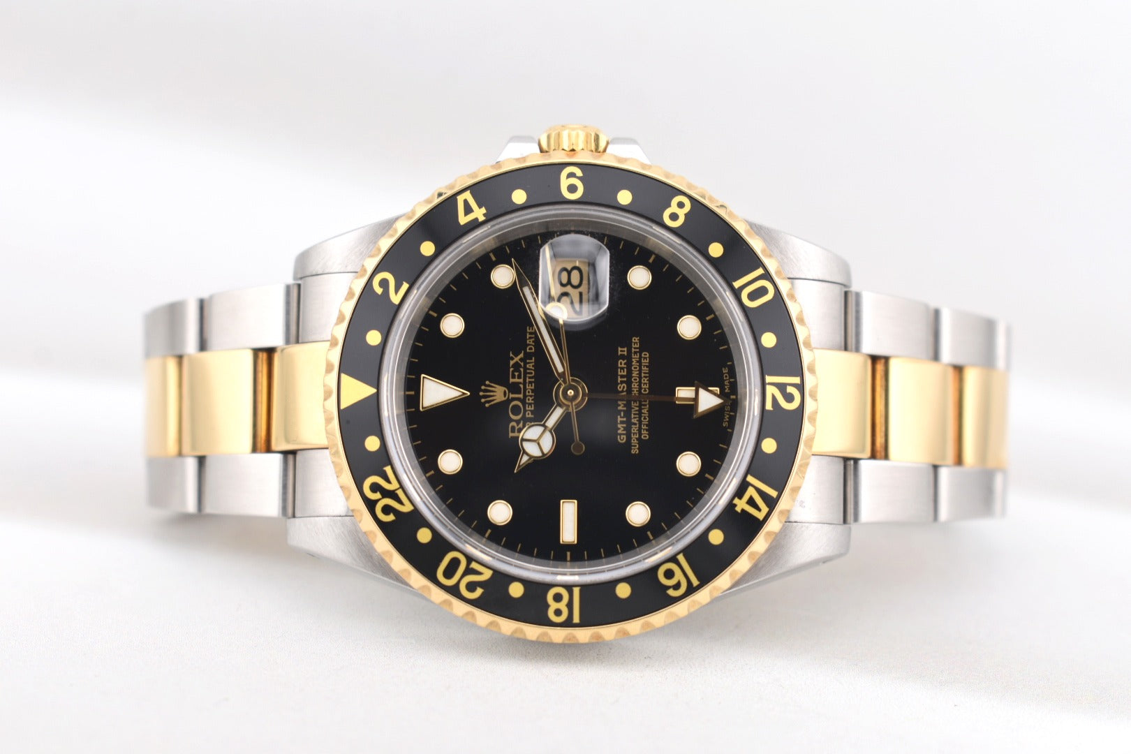 Rolex GMT Master II Two Tone Yellow Gold Black Dial 16713 2000