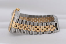 Rolex Datejust 36 Red Vignette Diamond Dial Two Tone Yellow Gold 16233 1989