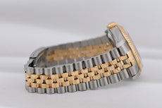 Rolex Datejust 36 Red Vignette Diamond Dial Two Tone Yellow Gold 16233 1989