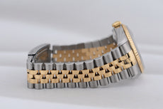 Rolex Datejust 36 Blue Vignette Diamond Dial Two Tone Yellow Gold 16233 1995