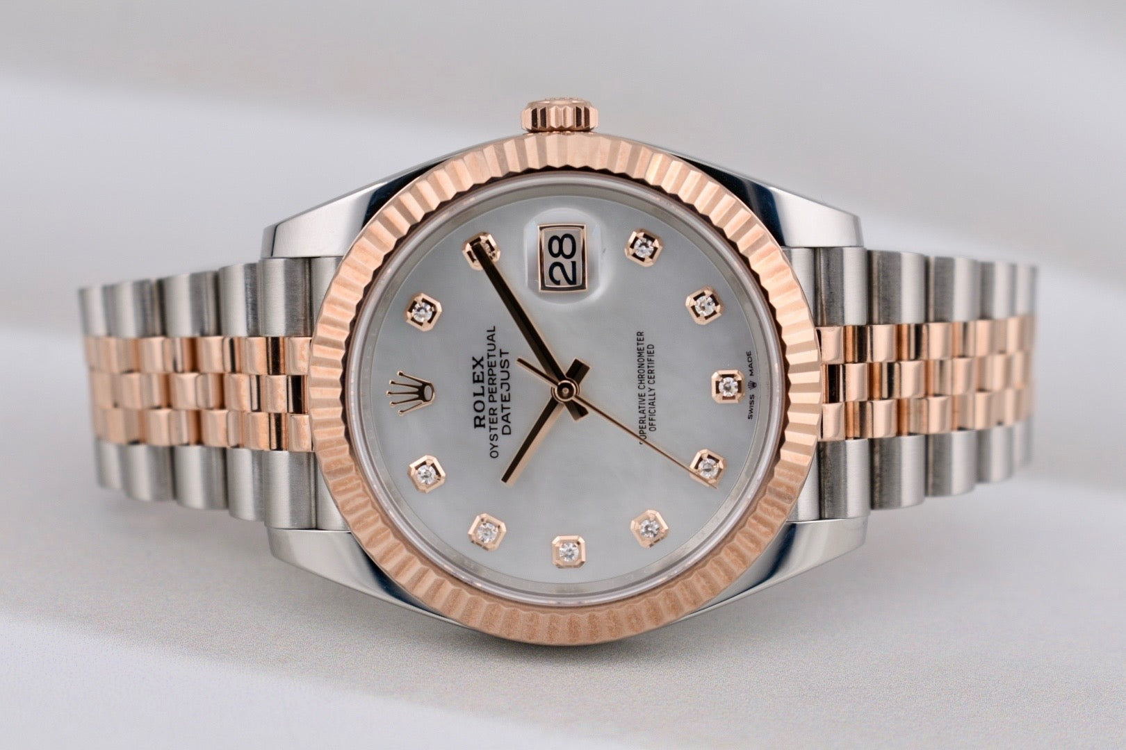 Rolex Datejust 41 Two Tone Everose Gold Mother of Pearl Diamond Dial 126331 2022
