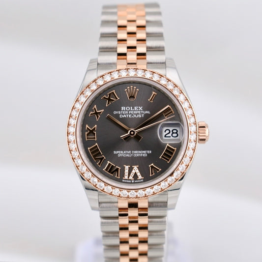 Rolex Datejust 31 Two Tone Everose Gold Factory Diamond Bezel Slate Dial 278381RBR 2023