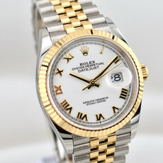 Rolex Datejust 36 Two Tone Yellow Gold White Roman Dial 126233 2025