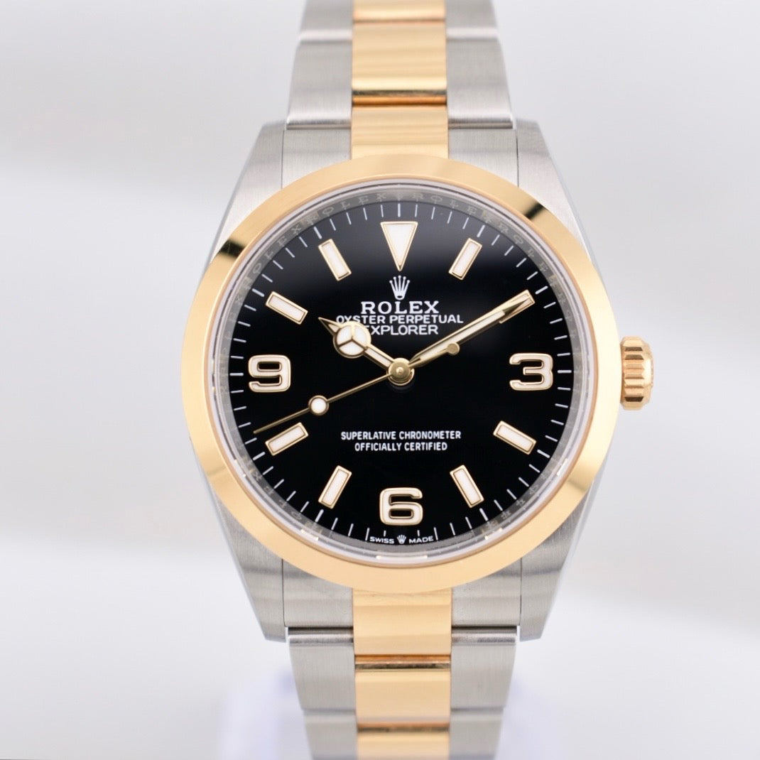 Rolex Explorer 36 Two Tone Yellow Gold Black Dial 124273 2023
