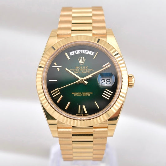 Rolex Day Date 40 Yellow Gold Ombré Green Dial 228238 2025