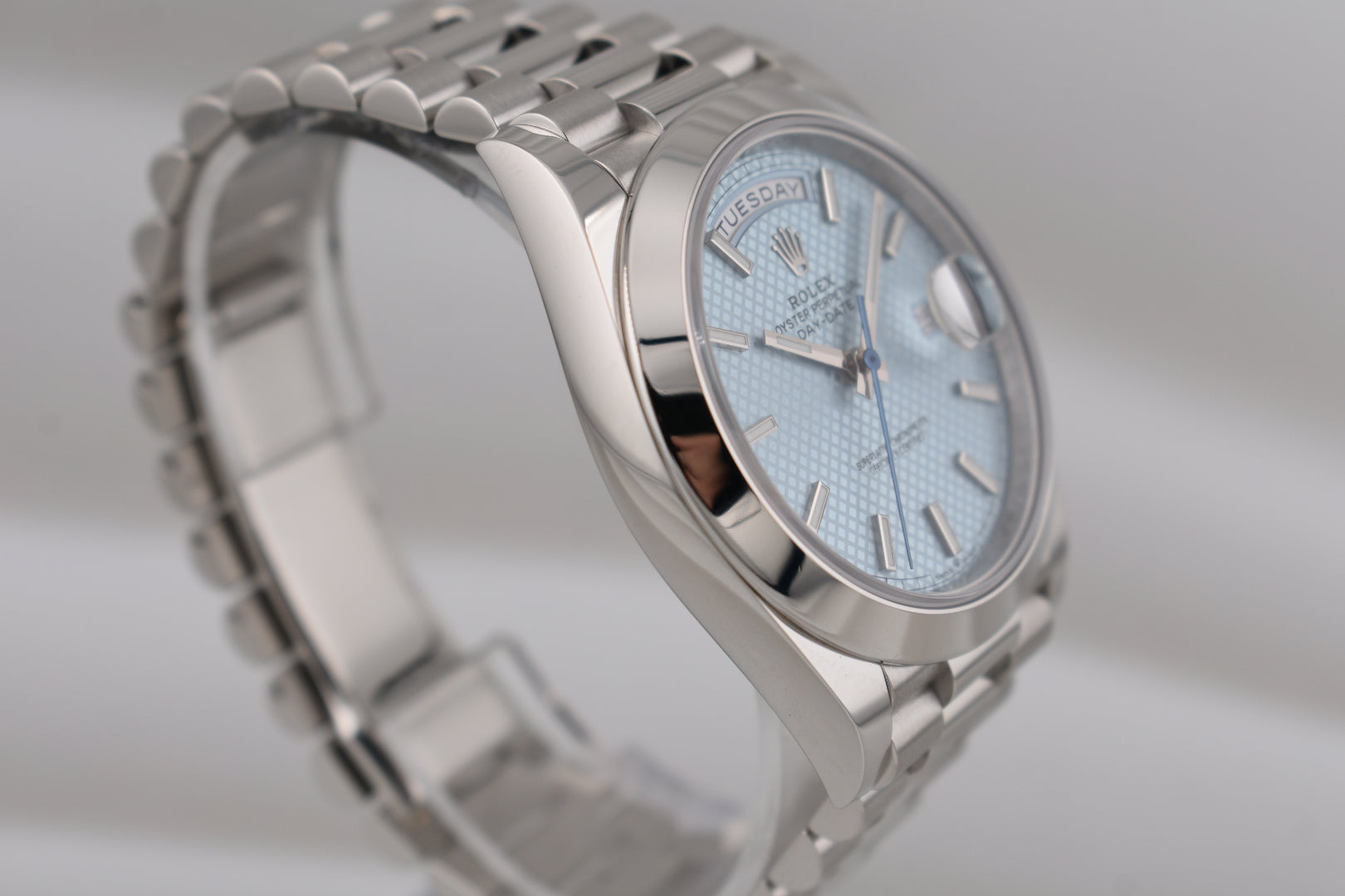 Rolex Day Date 40 Platinum Ice Blue Motif Dial 228206 2022
