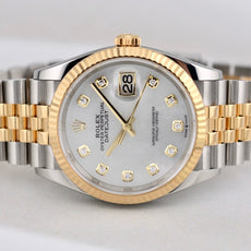 Rolex Datejust 36 Two Tone Yellow Gold Mother of Pearl Diamond Dial 126233 2025