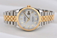 Rolex Datejust 36 Two Tone Yellow Gold Mother of Pearl Diamond Dial 126233 2025