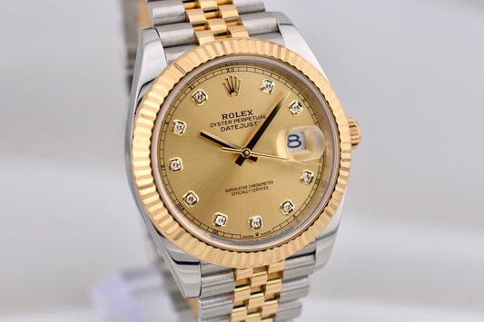 Rolex Datejust 41 Two Tone Yellow Gold Champagne Diamond Dial 126333 2025