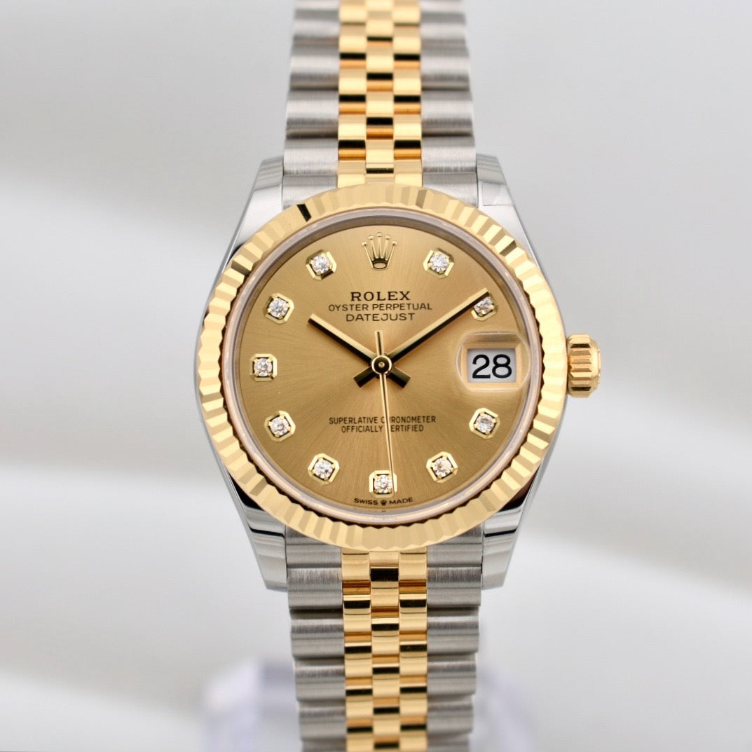 Rolex Datejust 31 Two Tone Yellow Gold Champagne Diamond Dial 278273 2025