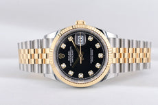 Rolex Datejust 36 Black Diamond Dial Two Tone Yellow Gold 126233 2025