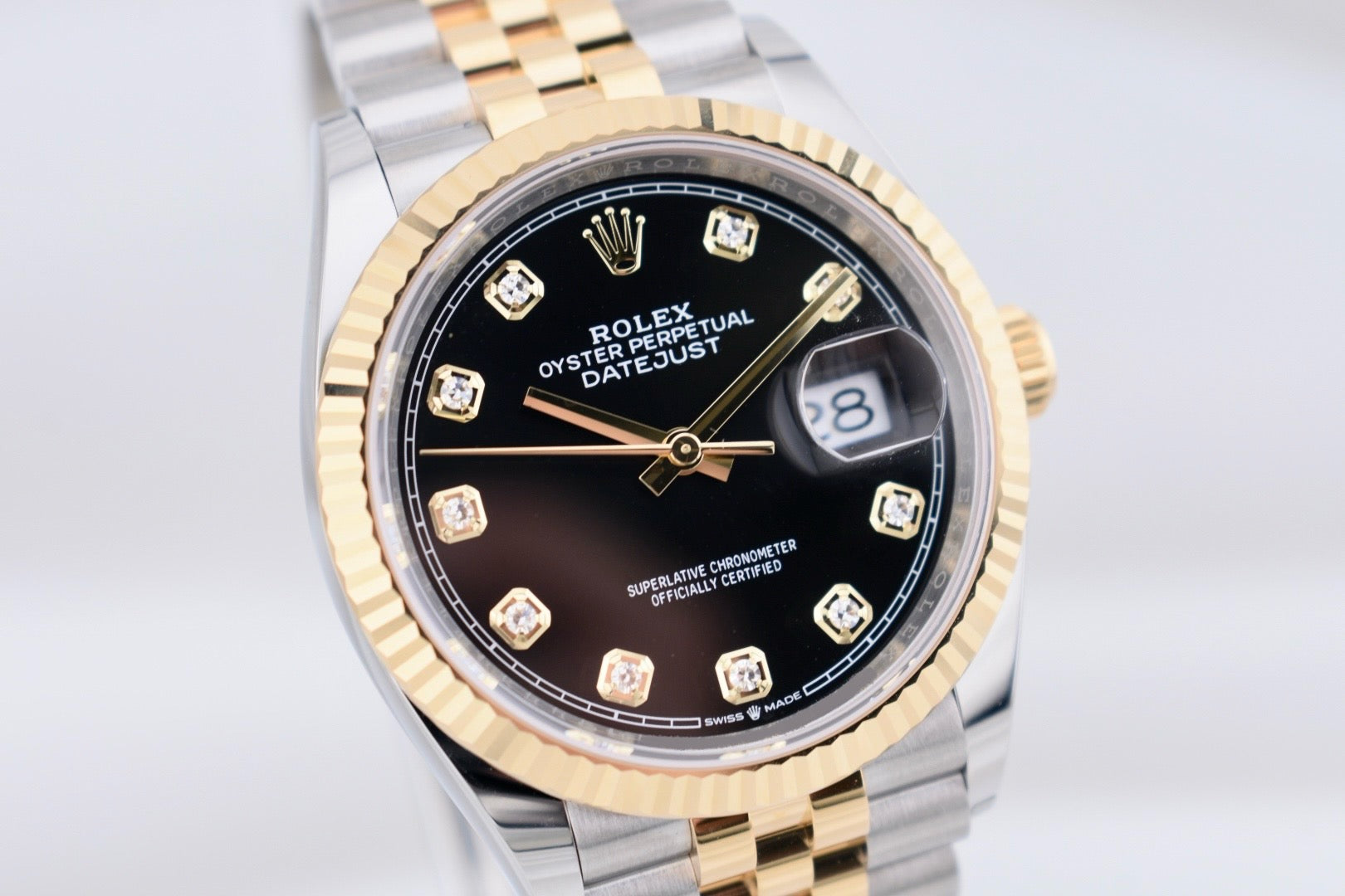 Rolex Datejust 36 Black Diamond Dial Two Tone Yellow Gold 126233 2025