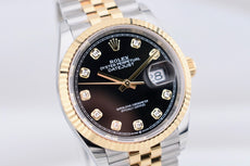 Rolex Datejust 36 Black Diamond Dial Two Tone Yellow Gold 126233 2025