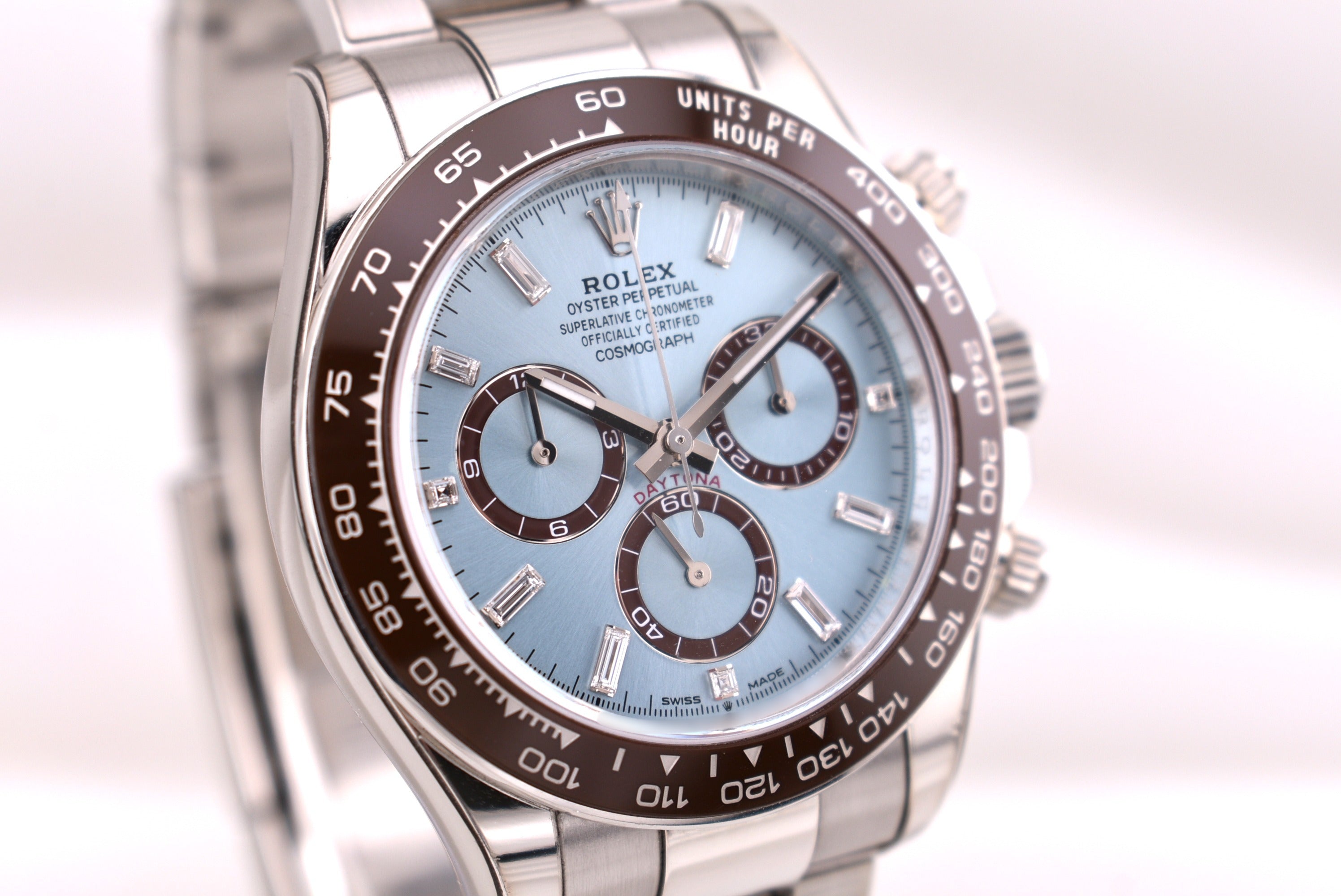 Rolex Cosmograph Daytona Platinum Ice Blue Baguette Diamond Dial 126506 2024