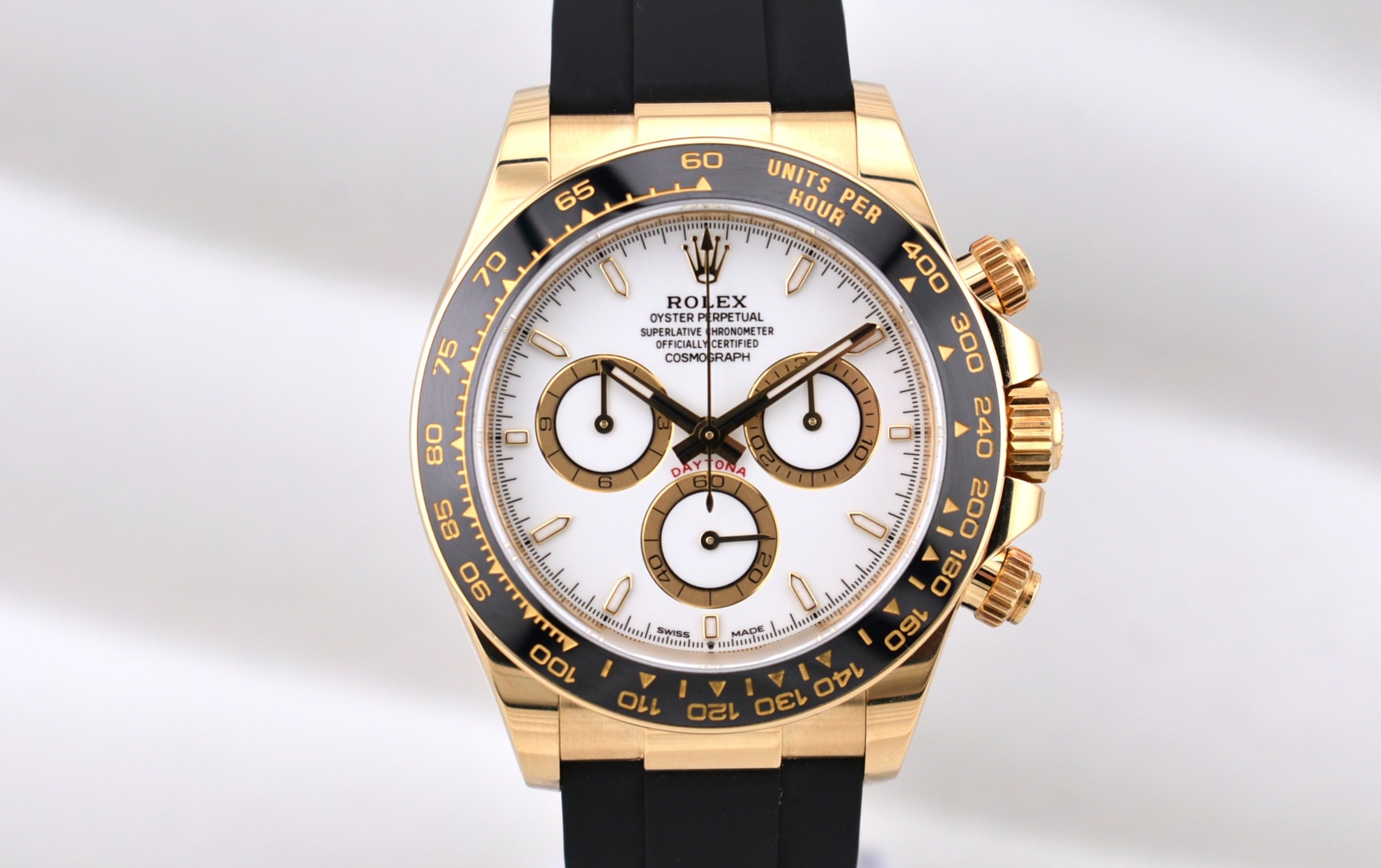 Rolex Cosmograph Daytona Yellow Gold White Dial Oysterflex 126518LN 2024