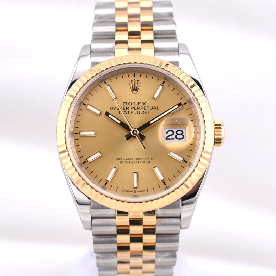 Rolex Datejust 36 Two Tone Champagne Index Dial 126233 2025