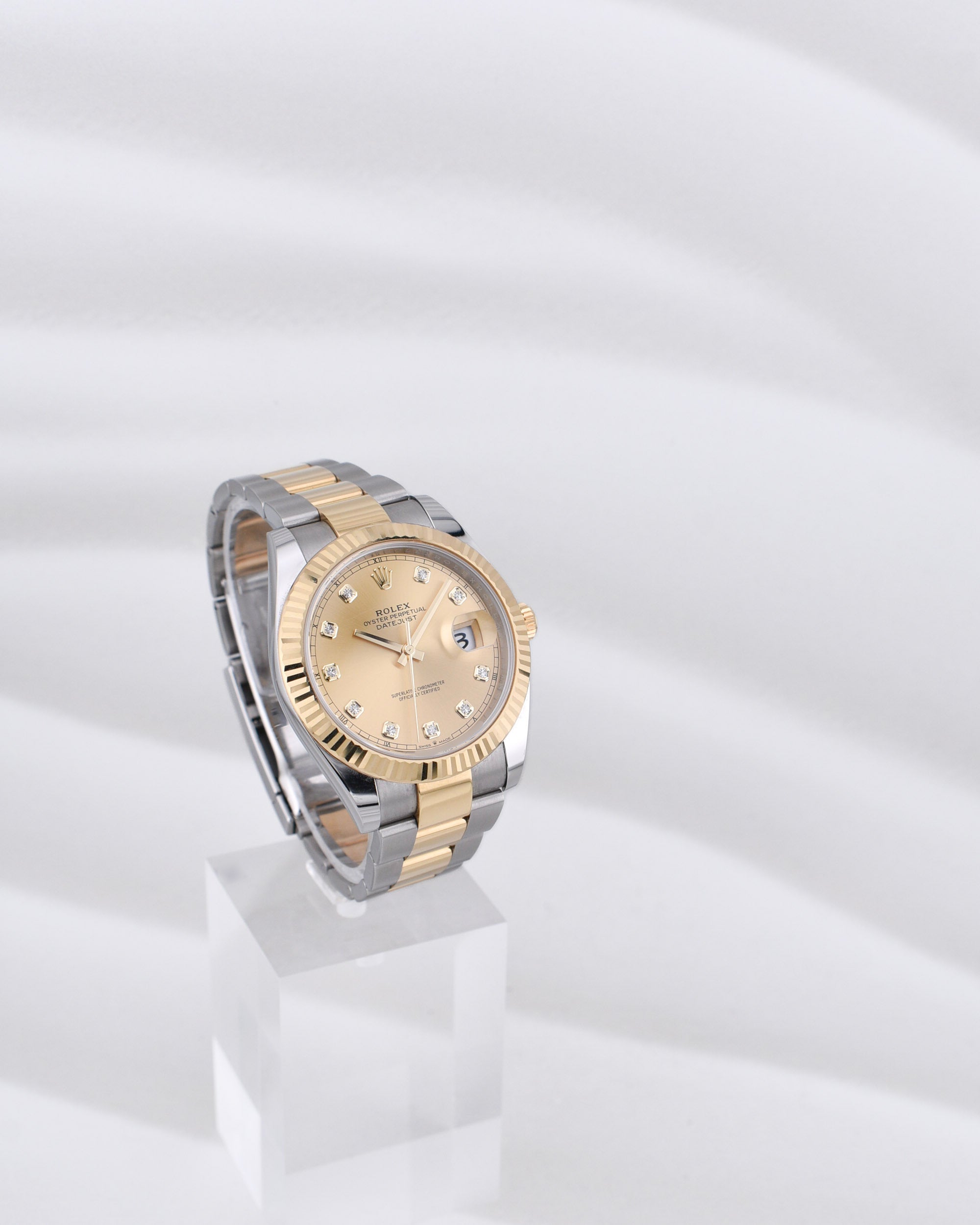 Rolex Datejust 41 Two Tone Champagne Diamond Dial Oyster Band 126333 2026