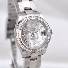 Rolex Lady Datejust 28 Mother of Pearl Diamond Dial Factory Diamond Bezel 179384RBR