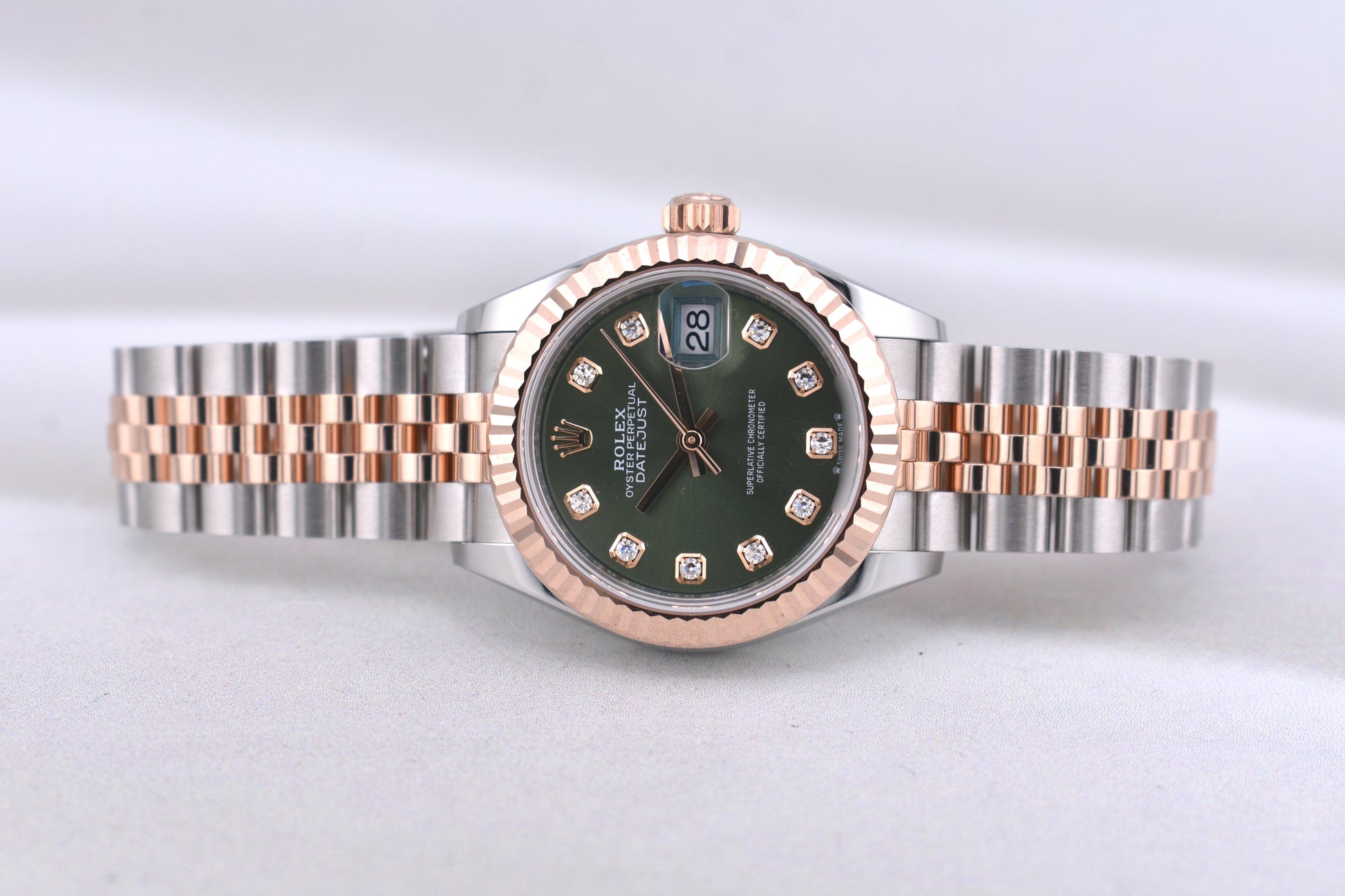 Rolex Lady Datejust 28 Two Tone Olive Diamond Dial 279171 2026