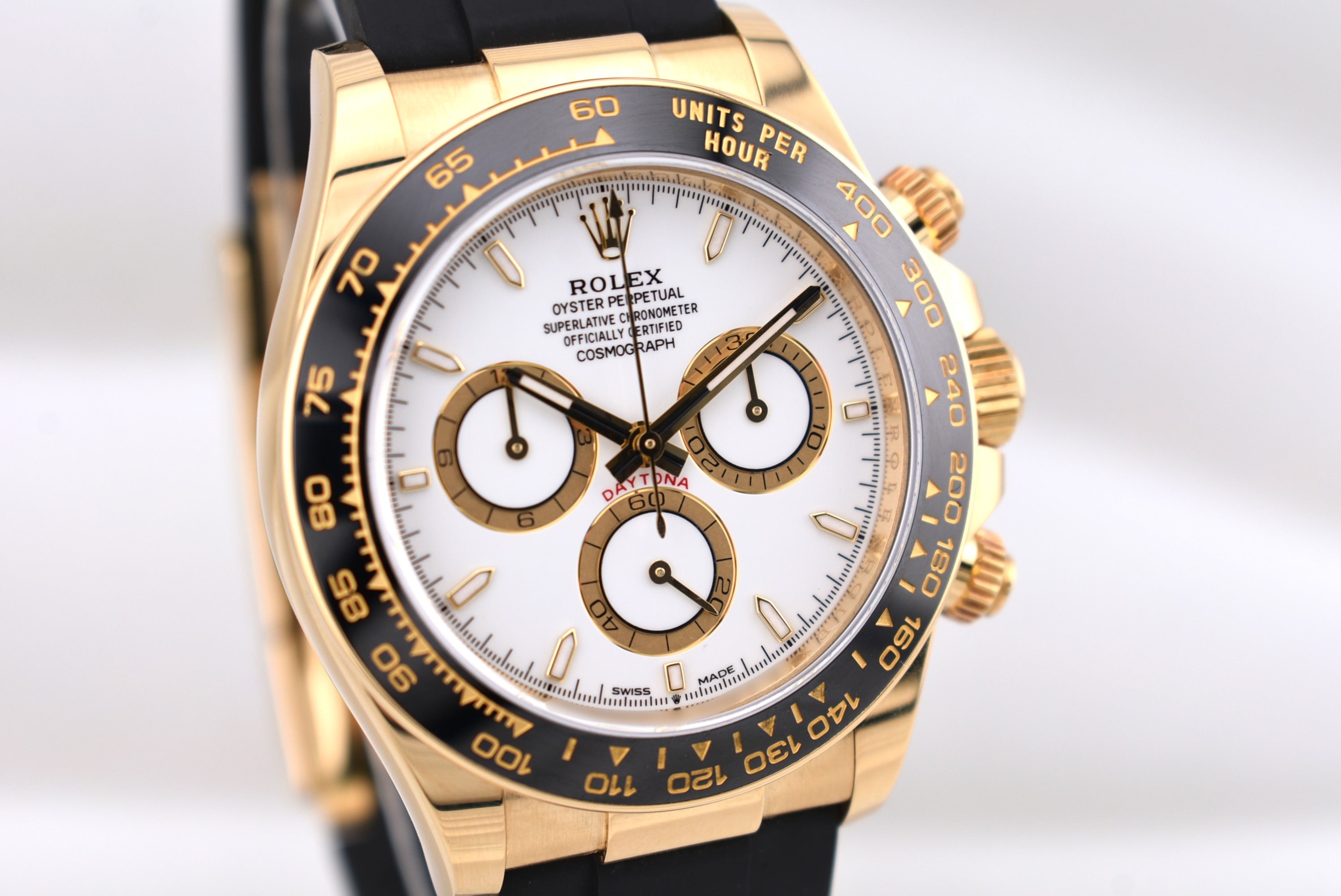 Rolex Cosmograph Daytona Yellow Gold White Dial Oysterflex 126518LN 2024