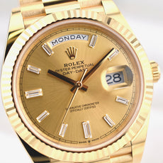 Rolex Day Date 40 Yellow Gold Champagne Baguette Diamond Dial 228238 2026