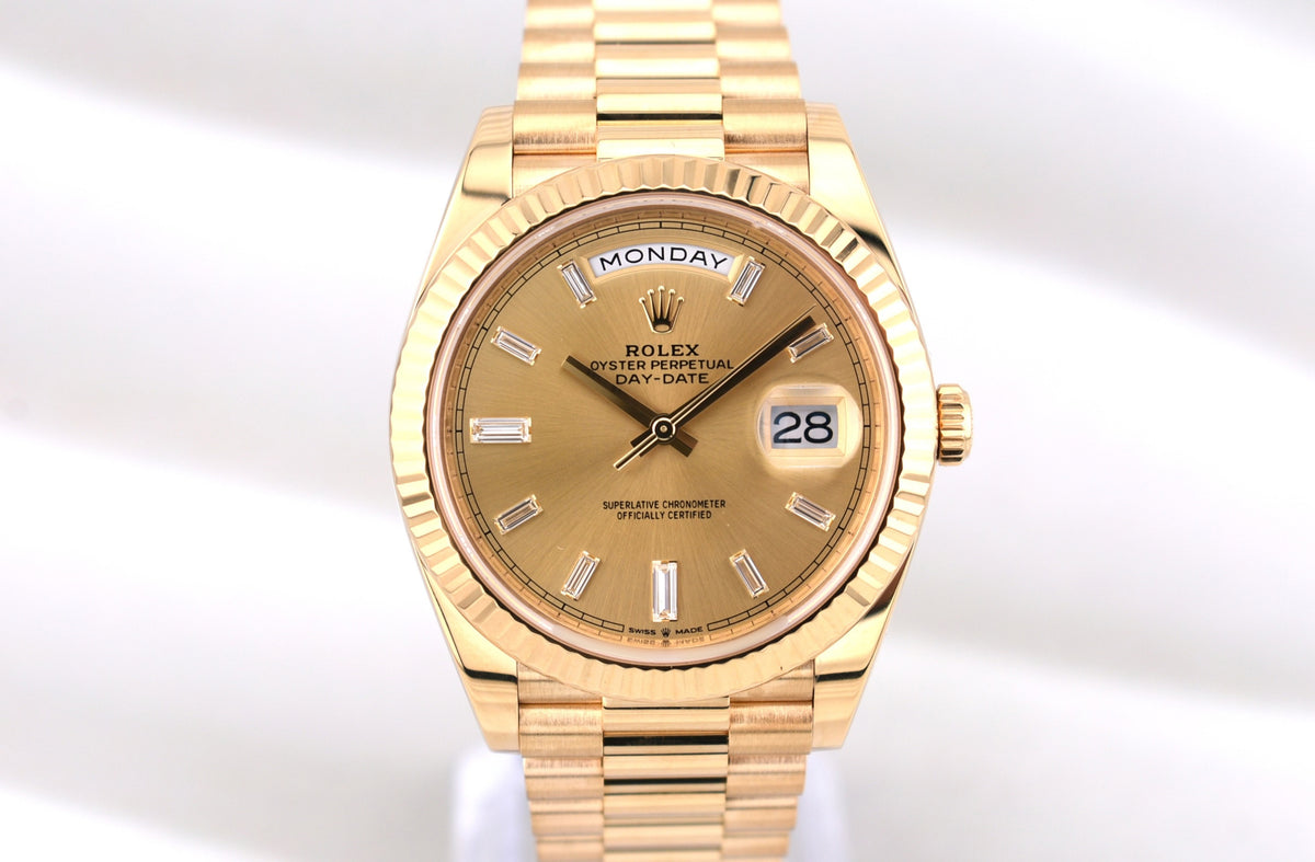 Rolex Day Date 40 Champagne Baguette Diamond Dial 228238 2020