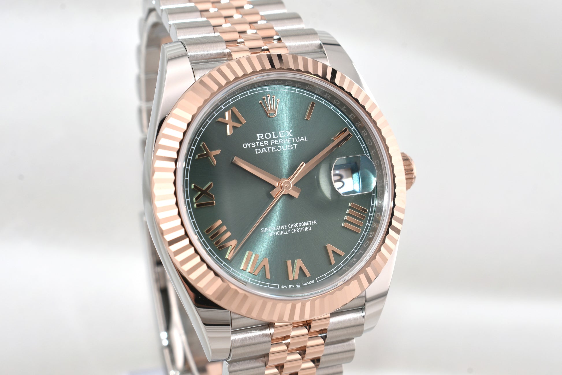 Rolex Datejust 41 Two Tone Rose Gold Green Roman Dial 126331 2026