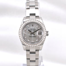 Rolex Lady Datejust 28 Mother of Pearl Diamond Dial Factory Diamond Bezel 179384RBR