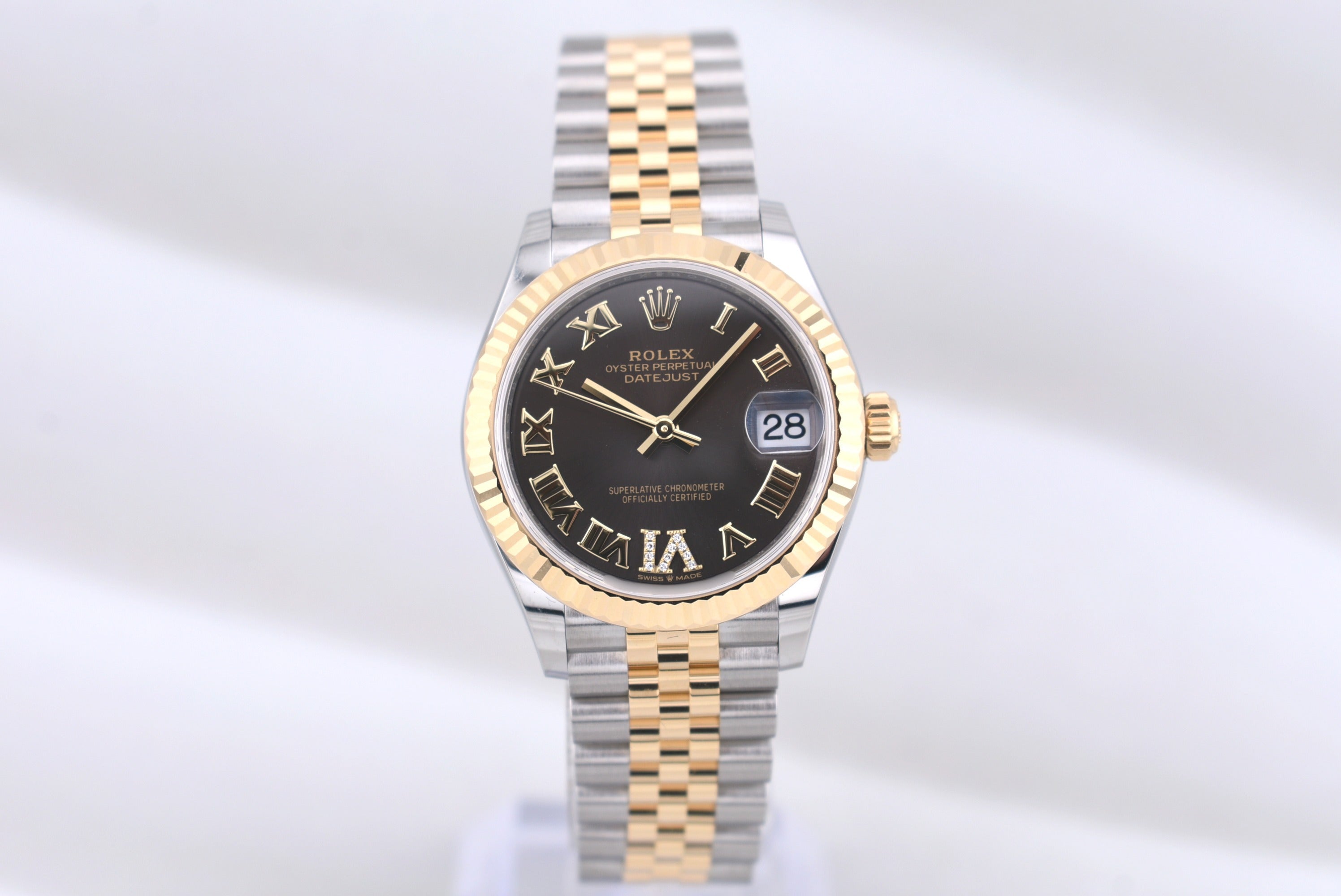Rolex Datejust 31 Two Tone Yellow Gold Dark Grey Pave VI Dial 278273 2026