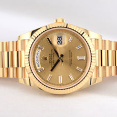 Rolex Day Date 40 Yellow Gold Champagne Baguette Diamond Dial 228238 2026