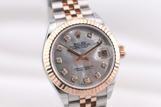 Rolex Lady Datejust 28 Two Tone Rose Gold Mother of Pearl Diamond Dial 279171 2021