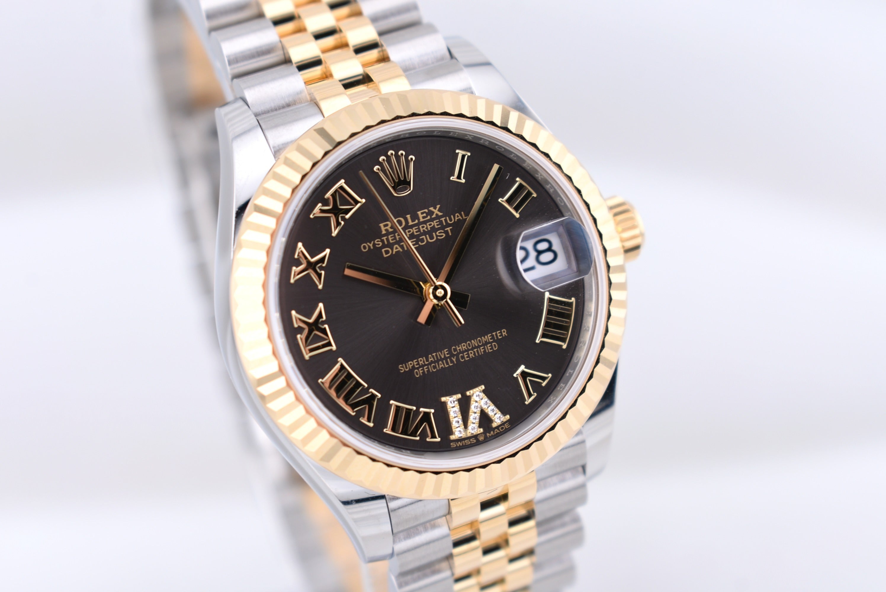 Rolex Datejust 31 Two Tone Yellow Gold Dark Grey Pave VI Dial 278273 2026