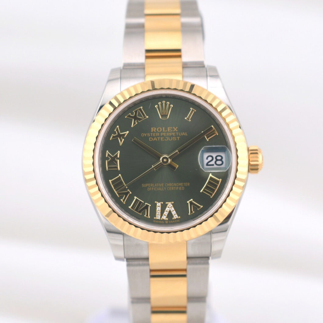 Rolex Datejust 31 Two Tone Green Roman Diamond VI Marker 278273 2025