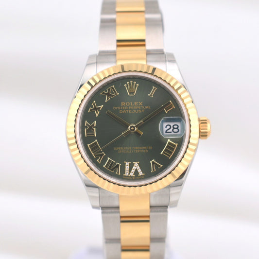 Rolex Datejust 31 Two Tone Green Roman Diamond VI Marker 278273 2025