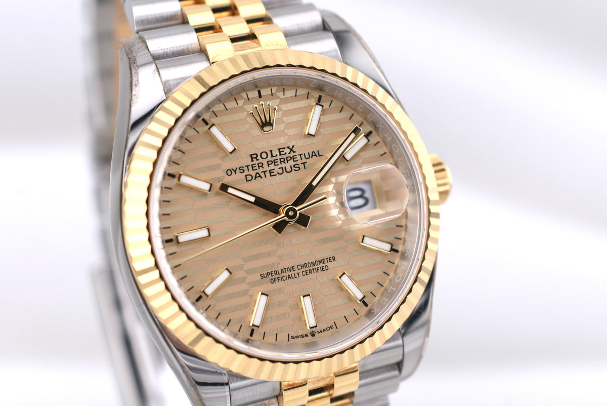 Rolex Datejust 36 Champagne Fluted Motif Dial 126233 2022