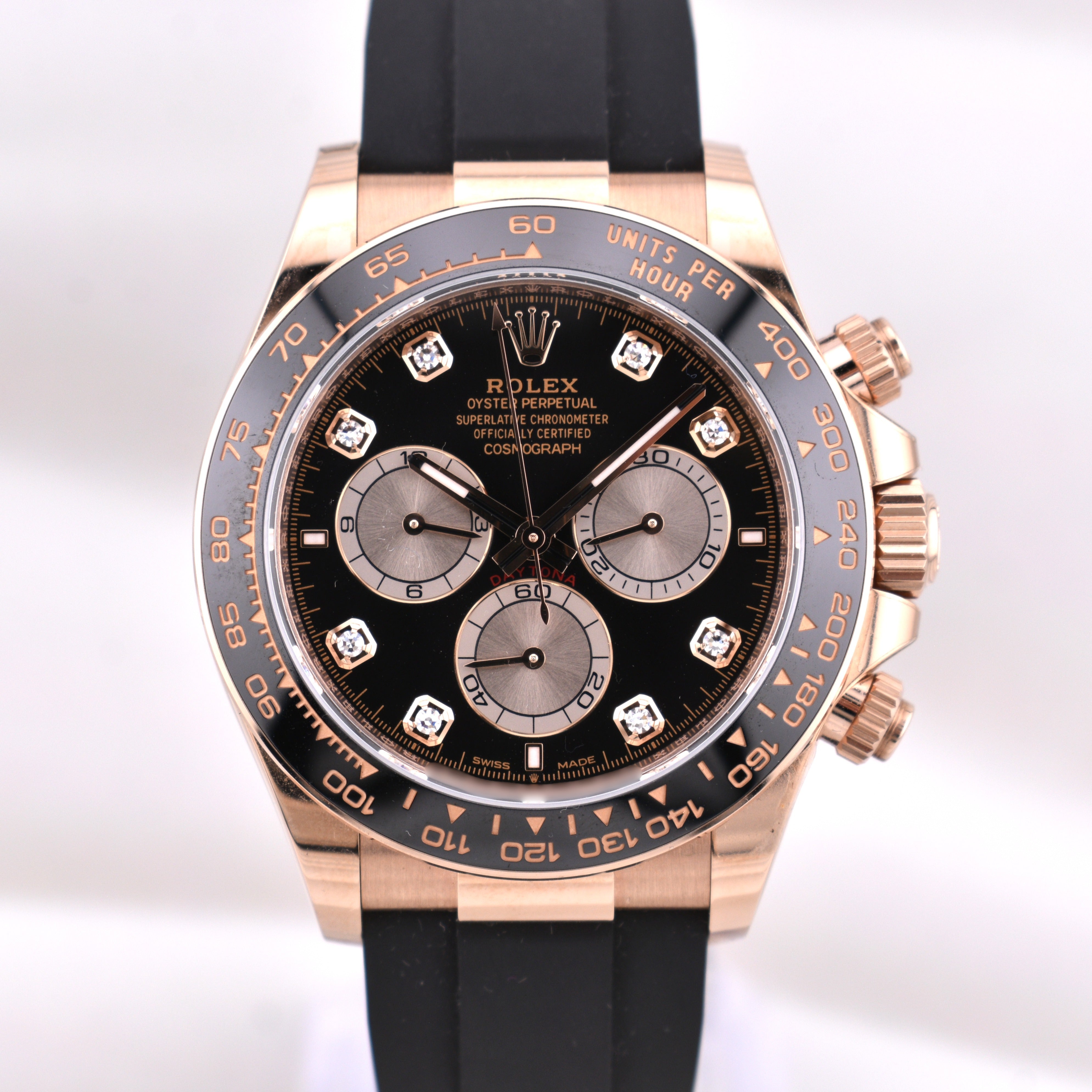 Rolex Cosmograph Daytona Everose Gold Oysterflex Black Diamond Dial 126515LN 2025