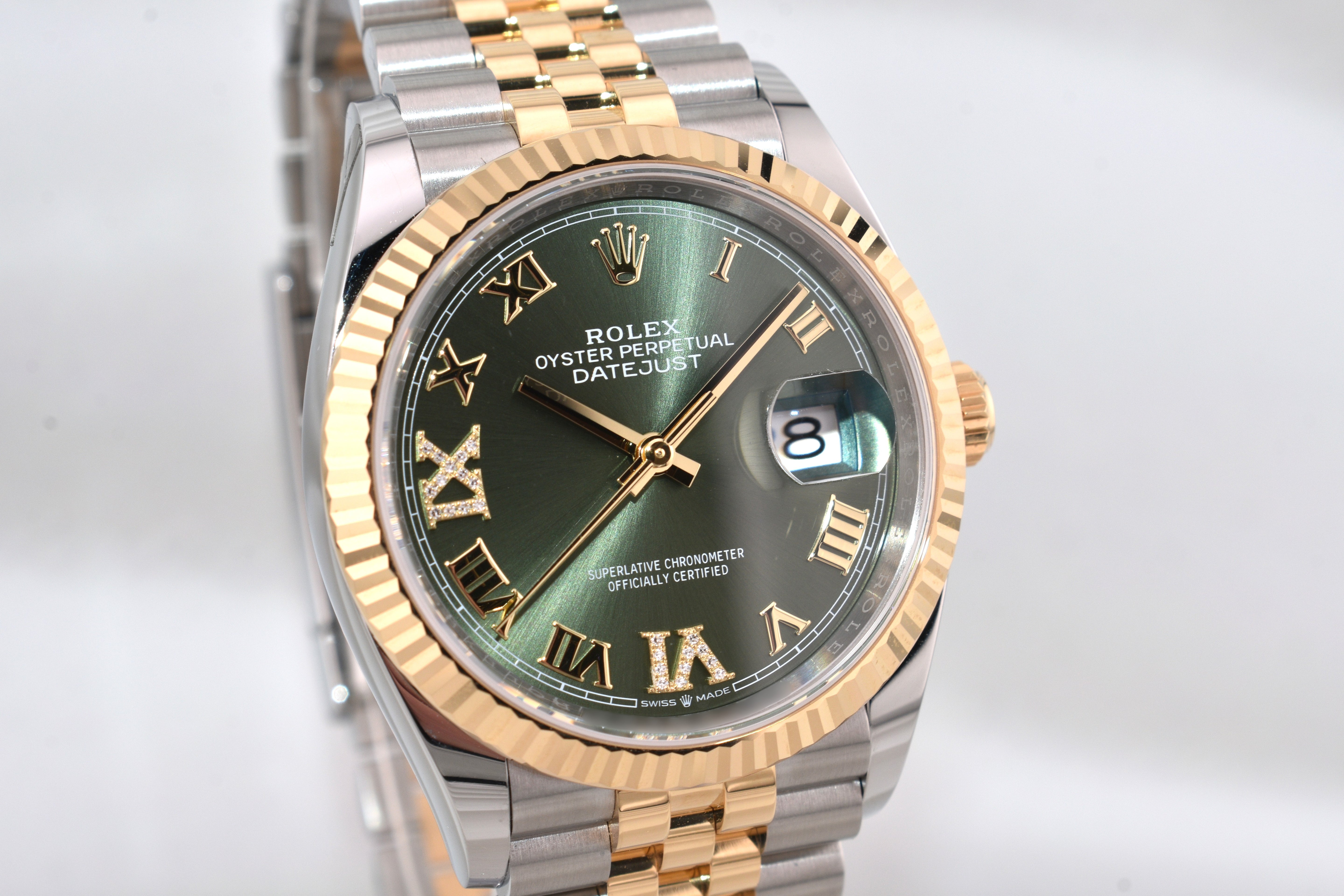 Rolex Datejust 36 Olive Roman Dial Diamond VI 126233 2026