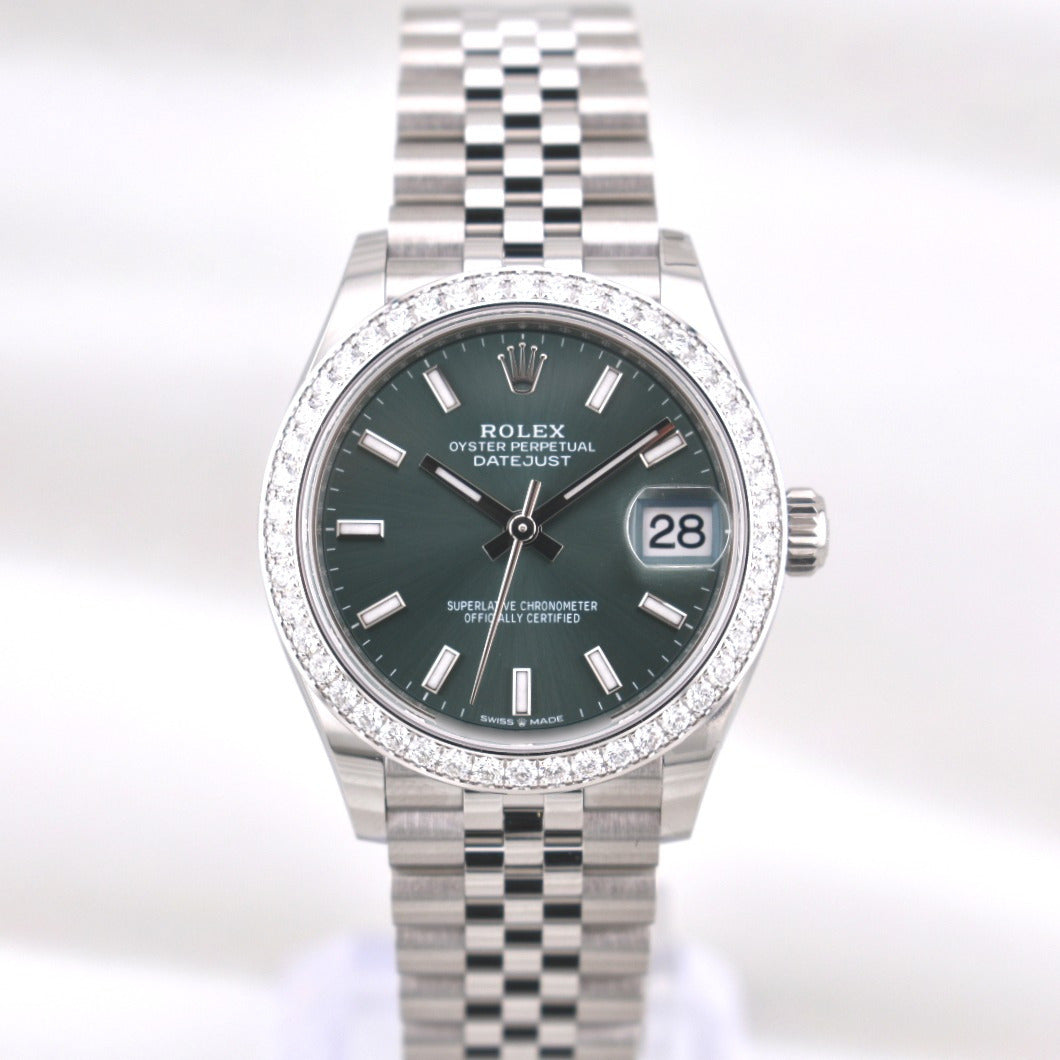 Rolex Datejust 31 Mint Green Dial Factory Diamond Bezel 278384RBR 2026