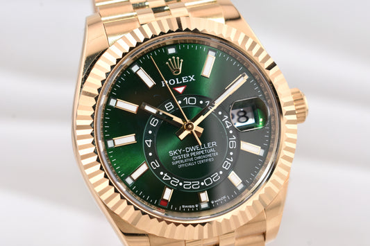 Rolex Sky Dweller Yellow Gold Green Dial Jubilee Band 336938 2025